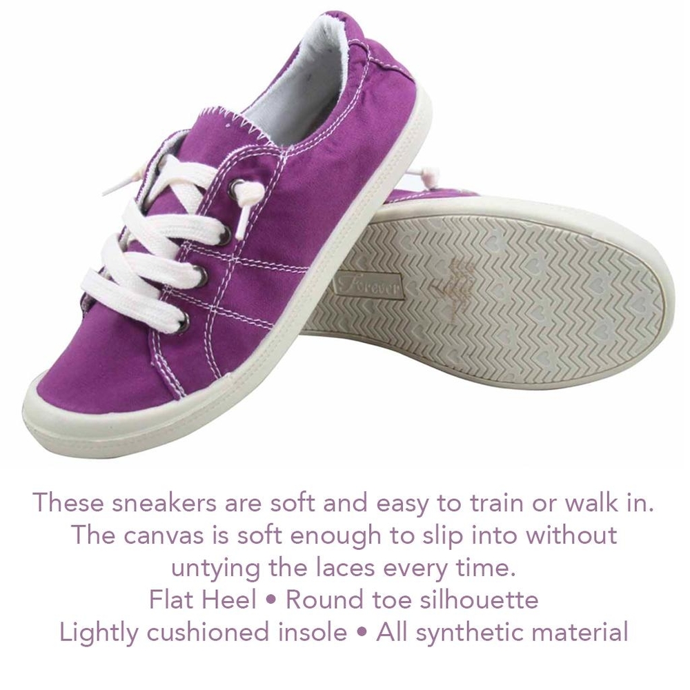 Purple Lace Up Slip On Flexible Rubber Casual Street Sneakers - Picture 2 of 9